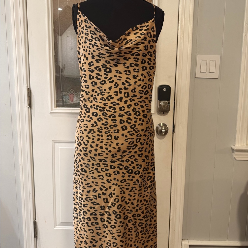 Bardot Tan Leopard Print Midi Dress